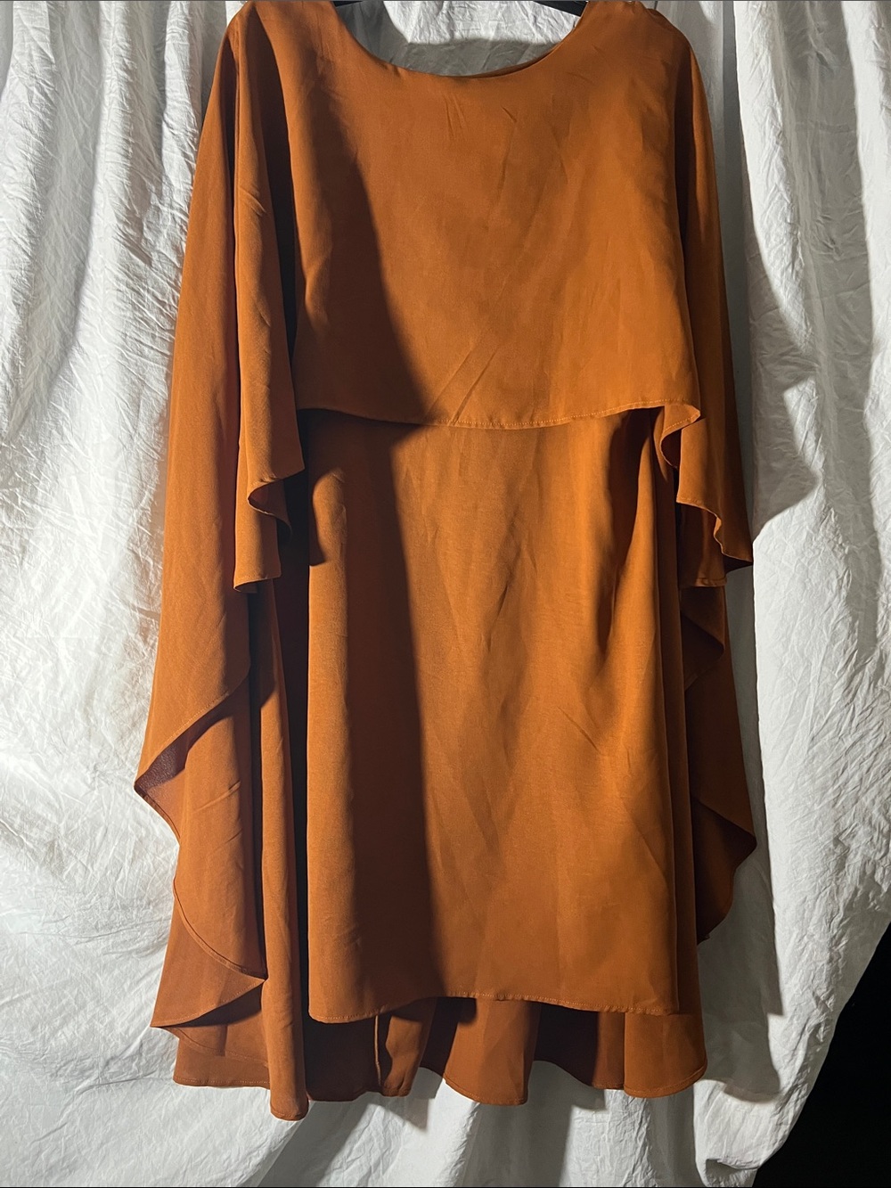SHEIN Burnt Orange Layered Long Sleeve Dress